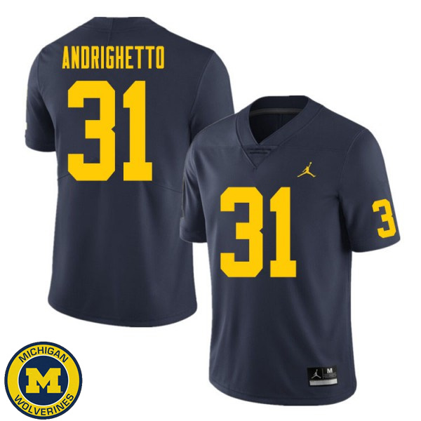 Men Michigan Wolverines #31 Lucas Andrighetto Navy Stitched Football Jersey